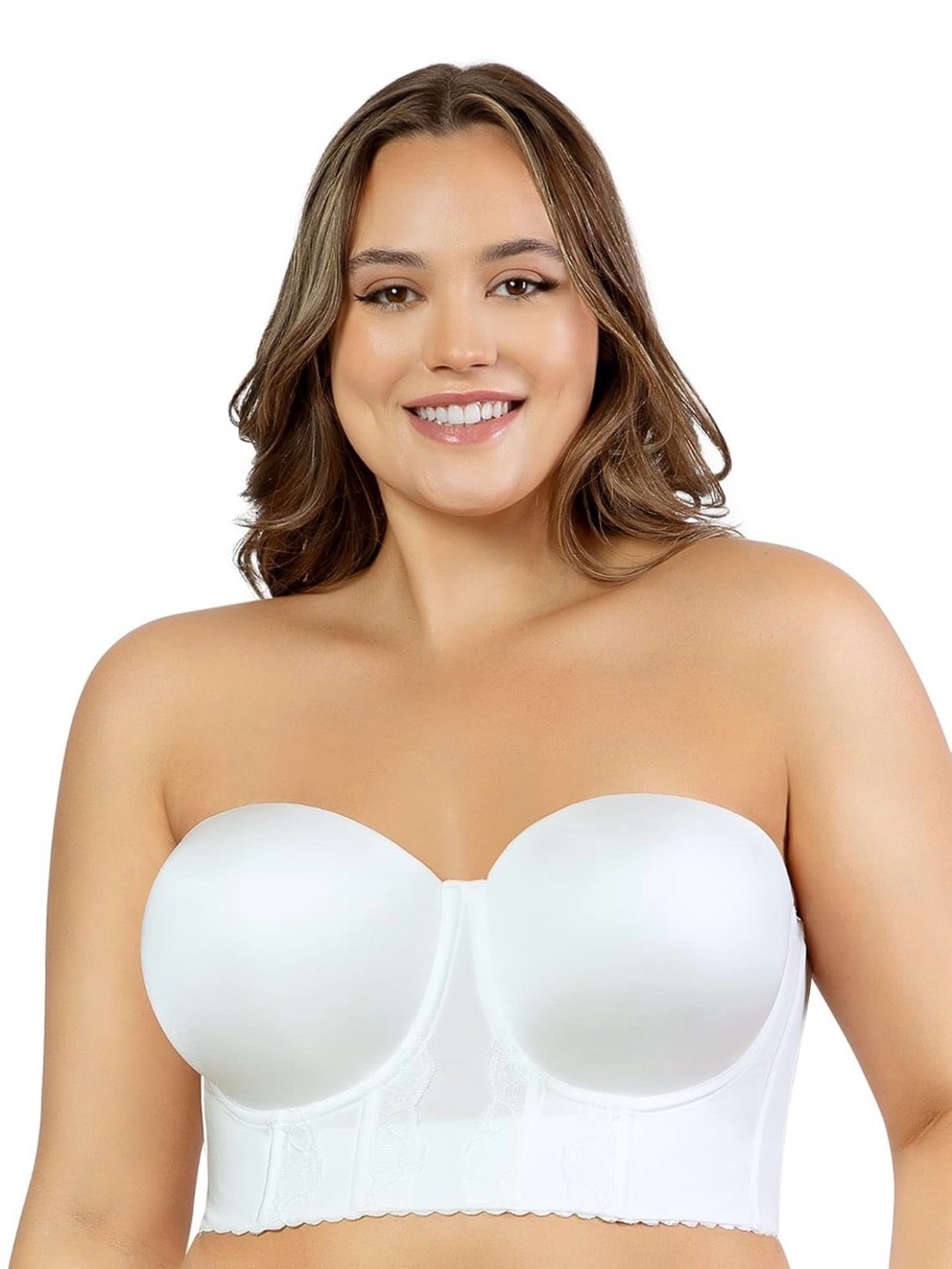 PARFAIT Elissa Strapless Longline Bra 32GG Pearl White Bustier P50116 NWT